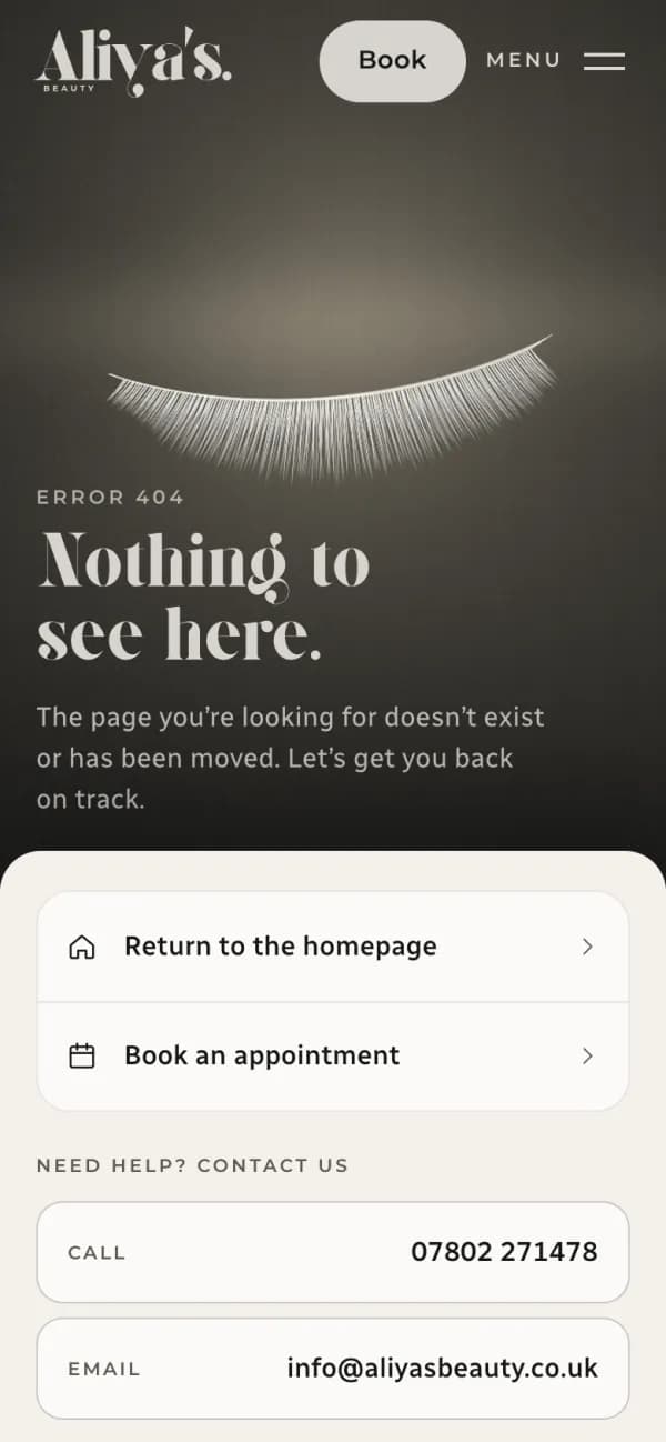 The page shown for a wrong address: the eye is shut above the words Nothing to see here
