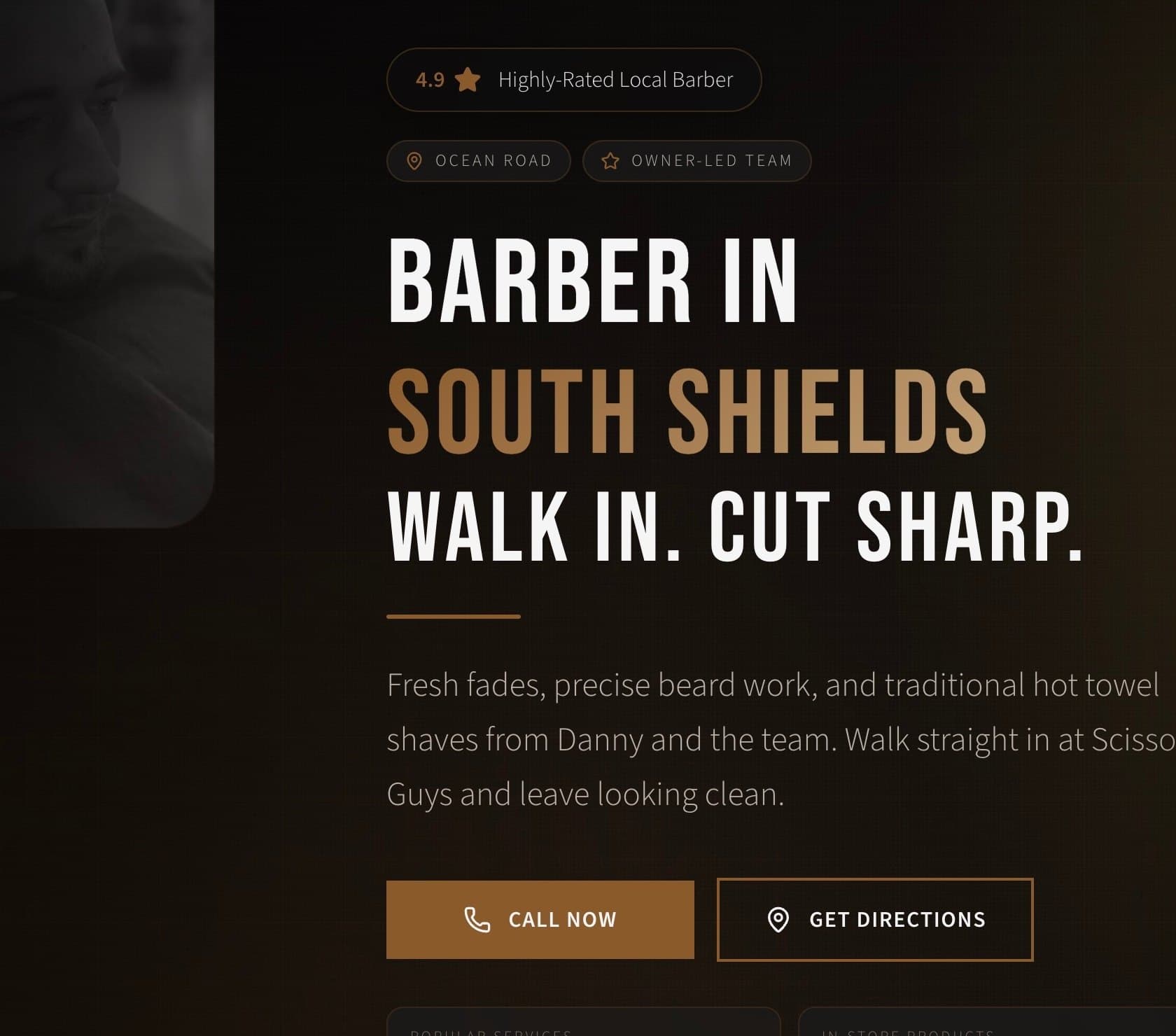 Walk-in and location information on the Scissor Guys website