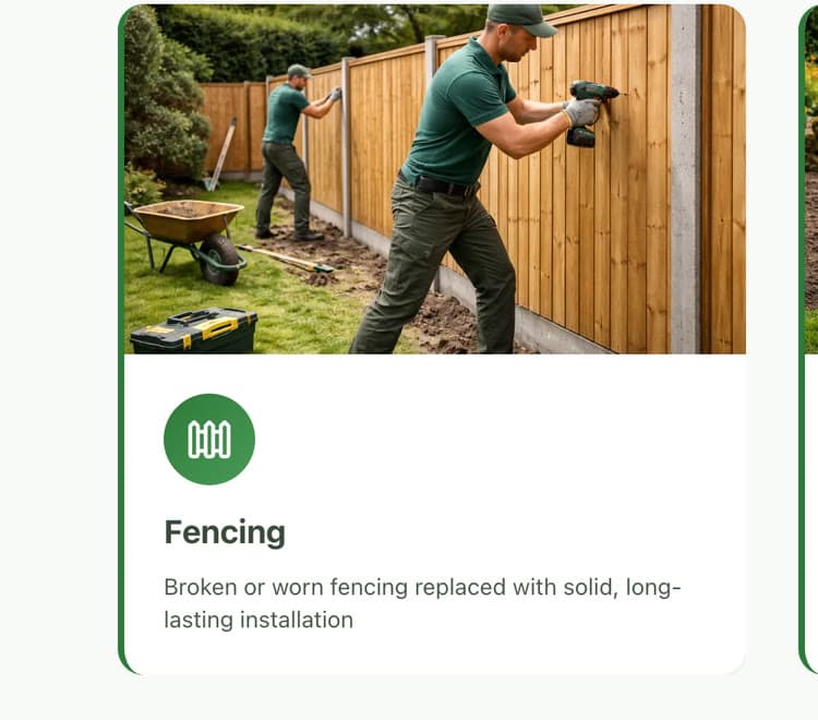 Fencing work shown on the Treetop Gardens website