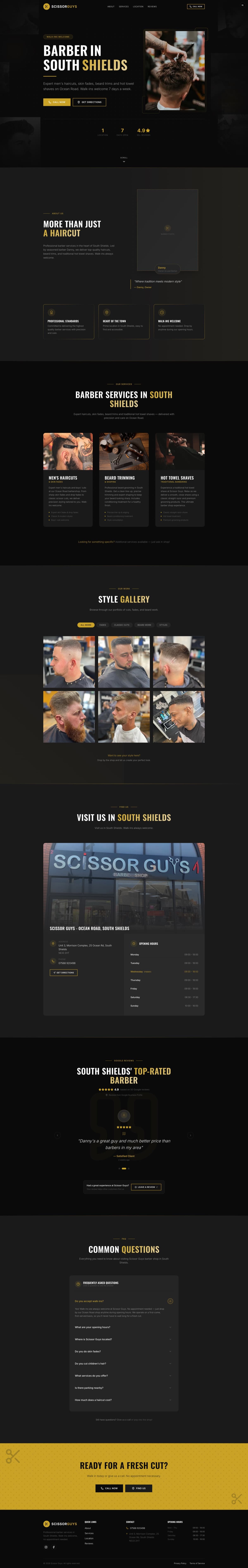 Scissor Guys website: the opening screen of the homepage
